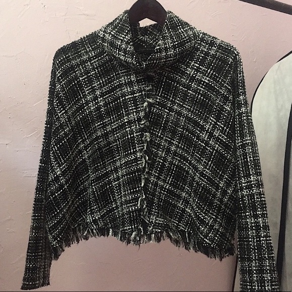 Zara Tops - Zara Woman Knit Style Poncho Sweater Long Sleeve Turtleneck Lightweight Gray